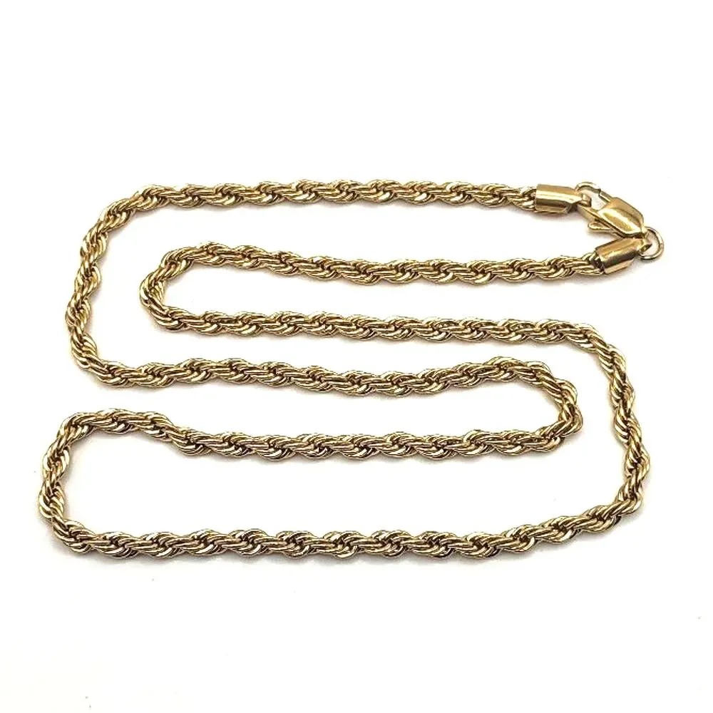 18k Gold Plated Necklace Diamond Cut Rope Chain Fashion Jewelry Birthday Gift